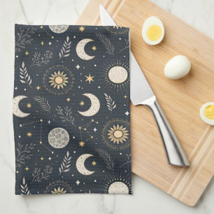 Mystical Celestial Moon Pattern Tea Towel