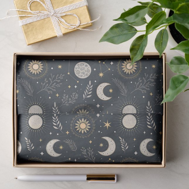 Mystical Celestial Moon Pattern  Tissue Paper (Gift)