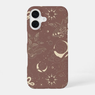 Mystical Celestial Night Moth & Serpent Pattern iPhone 16 Case