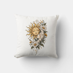 Mystical Celestial Sun Moon and Floral Coffee Mug Cushion