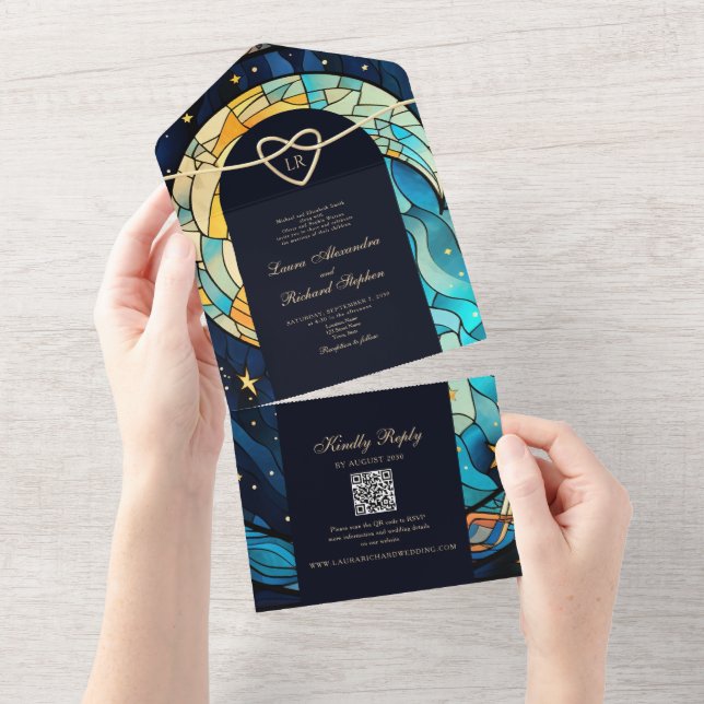 Mystical Celestial Wedding All In One Invitation (Tearaway)