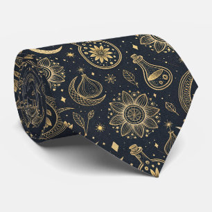Mystical Celestial Witchcraft - Gold Botanical Tie
