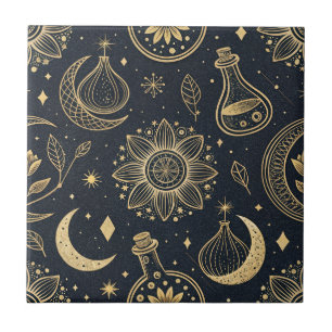 Mystical Celestial Witchcraft - Gold Botanical Tile