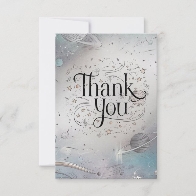 Mystical Cheerful Meteor Celestial Thank You Card (Front)