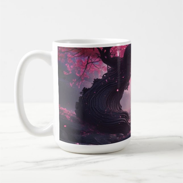 Mystical Cherry Blossom Path – Enchanted Stairway  Coffee Mug (Left)