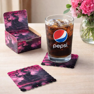 Mystical Cherry Blossom Path – Enchanted Stairway  Paper Coaster