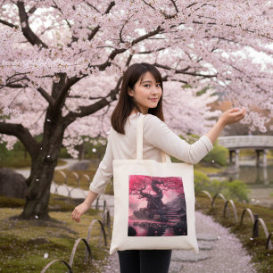 Mystical Cherry Blossom Path – Enchanted Stairway Tote Bag