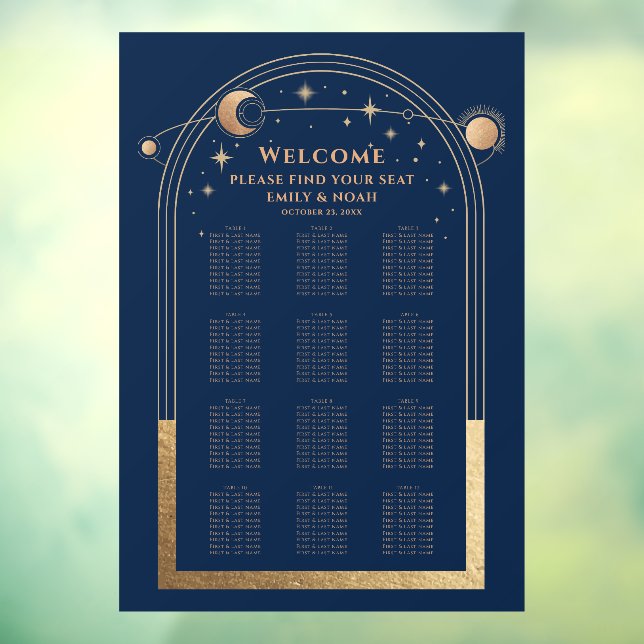 Mystical Chic Blue Gold Sun Moon Stars Wedding (Sheet 3)