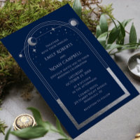 Mystical Chic Blue Silver Star Moon Photo Space
