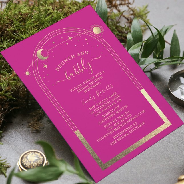 Mystical Chic Pink Gold Bridal Shower Invitation (Creator Uploaded)