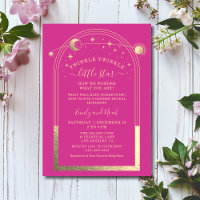 Mystical Chic Pink Gold Sun Moon Stars Baby Shower
