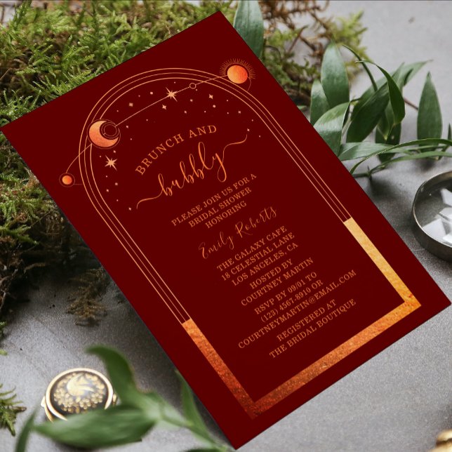 Mystical Chic Red Orange Bridal Shower Invitation (Creator Uploaded)