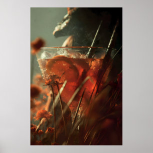 Mystical Citrus Cocktail – Dark Botanical Art Prin Poster