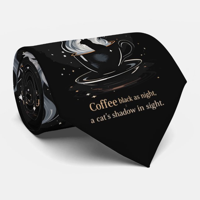  Mystical Coffee Cat Tie (Rolled)