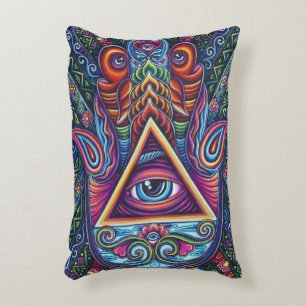 Mystical Coloured All-Seeing Eye Decorative Cushion
