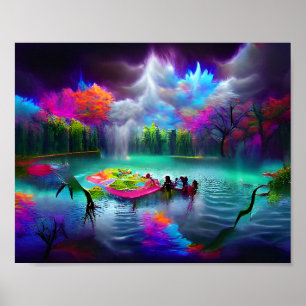 Mystical Colourful Lake Poster