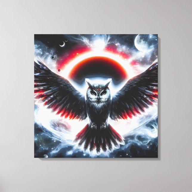 Mystical Cosmic Celestial Owl Canvas Print (Front)