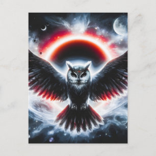 Mystical Cosmic Celestial Owl Holiday Postcard