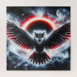 Mystical Cosmic Celestial Owl Jigsaw Puzzle<br><div class="desc">Majestic owl spreading its wings beneath a glowing celestial eclipse.</div>