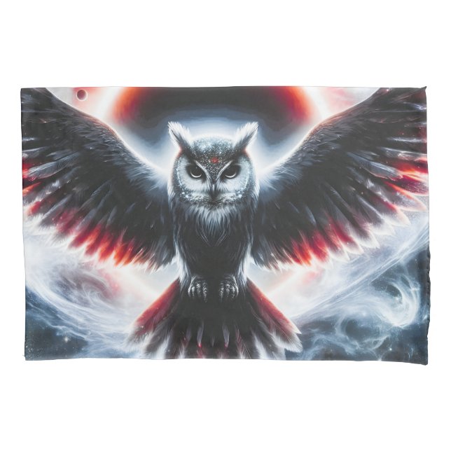 Mystical Cosmic Celestial Owl Pillowcase (Front)