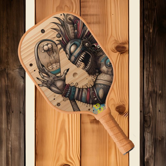 Mystical Creature Revealed on Wooden Board Image Pickleball Paddle (Creator Uploaded)