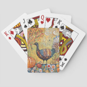 Mystical Crescent Moon Fall Turkey Playing Cards