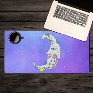 Mystical Crescent Moon Fancy Colourful Decorations Desk Mat