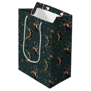 Mystical Crescent Moon Star Pattern Medium Gift Bag