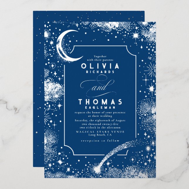 Mystical Crescent Moon Starry Night Boho Wedding (Front/Back)