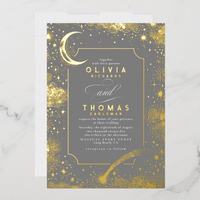 Mystical Crescent Moon Starry Night Boho Wedding (Envelope)