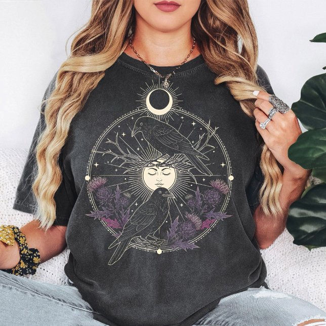 Mystical Crows & Moon Celestial Graphic T-Shirt (Creator Uploaded)