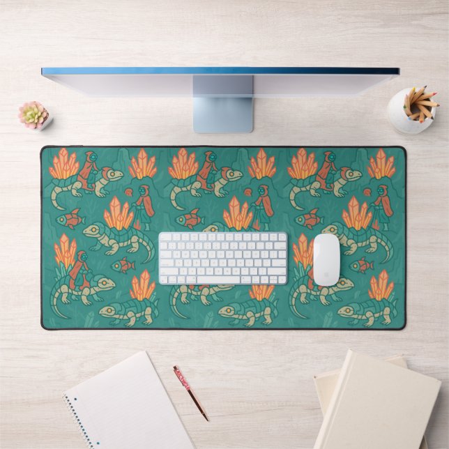 Mystical Crystal-Backed Lizard and Rider  Desk Mat (Office 1)