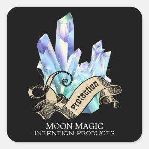 Mystical Crystal Black Spell Labels