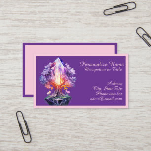 Mystical Crystal Tree Radiant Gemstone Fantasy Art Business Card