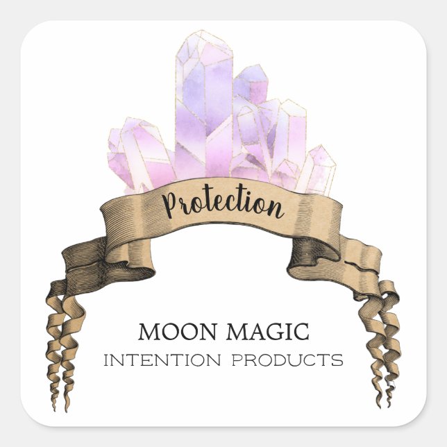 Mystical Crystal White Protection Spell Labels (Front)