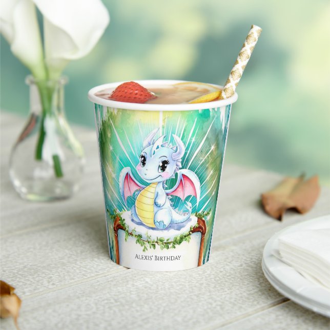 Mystical Cute Dragon Birthday Paper Cups (Insitu)