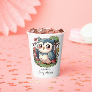 Mystical Cute Owl Baby Shower Paper Cups