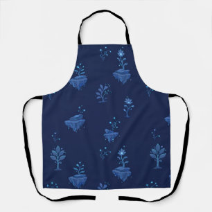 Mystical Cyberpunk Botanical Elements in Midnight  Apron