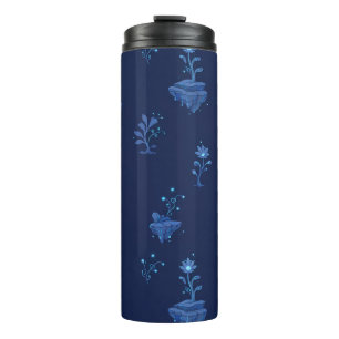 Mystical Cyberpunk Botanical Elements in Midnight Thermal Tumbler