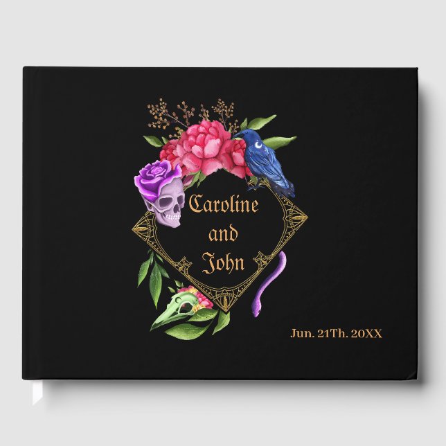 Mystical dark and romantic wedding design guest book (Front)