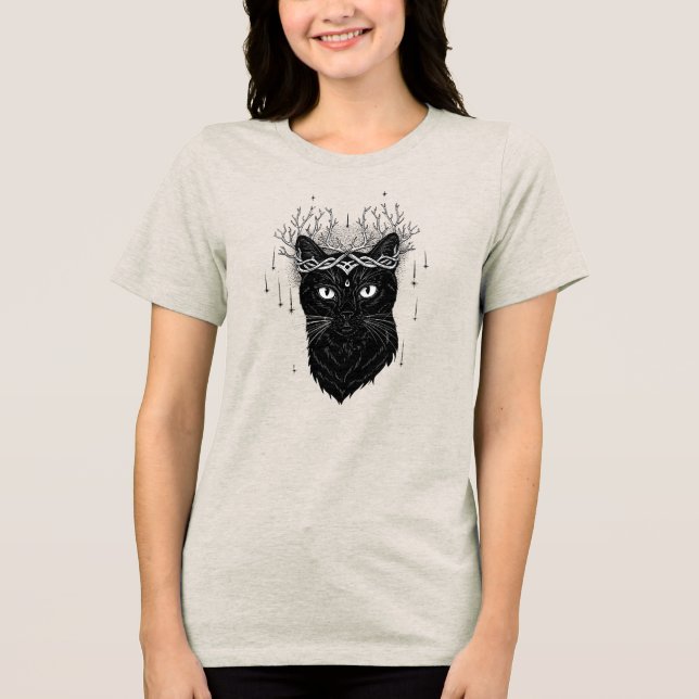 mystical dark cat  Tri-Blend shirt (Front)