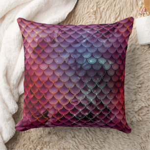 Mystical Dark Mermaid Scales & Ocean Trident illow Cushion