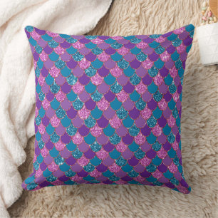 Mystical Dark Mermaid Scales & Ocean Trident illow Cushion