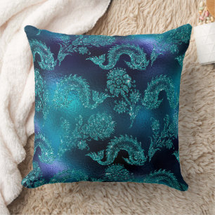 Mystical Dark Mermaid Scales & Ocean Trident illow Cushion