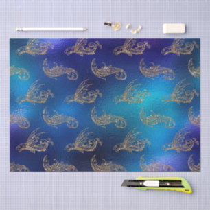 Mystical Dark Mermaid Scales & Ocean Trident illow Tissue Paper