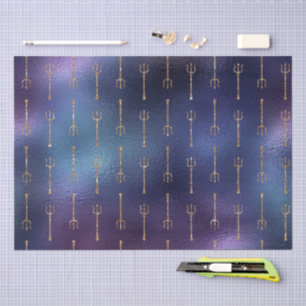 Mystical Dark Mermaid Scales & Ocean Trident illow Tissue Paper