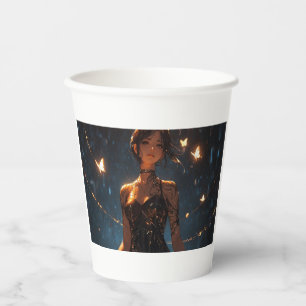 Mystical Deer Girl Mug - Fantasy Anime Woman with Paper Cups