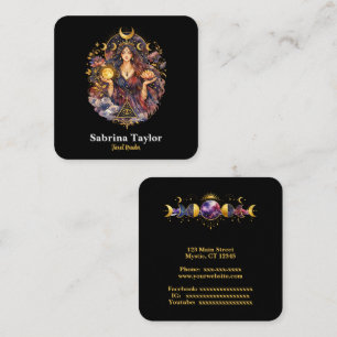 Mystical design on black square business card