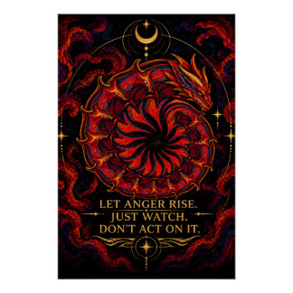 Mystical dragon, Fantasy and mindfulness art Poster