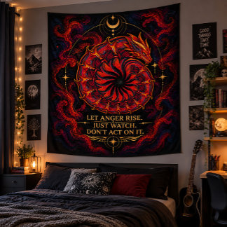 Mystical dragon, Fantasy and mindfulness art Tapestry